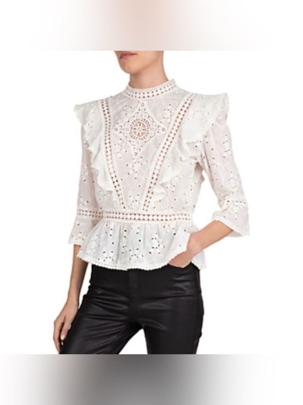 The Kooples Solar Flowers Cotton Broderie Top - Picture 2 of 12